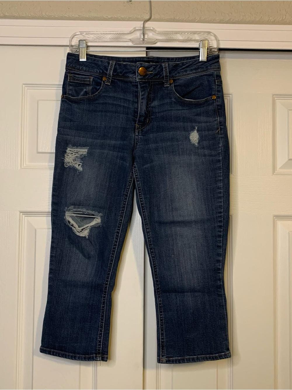 1822 Denim Distressed Capri Jeans